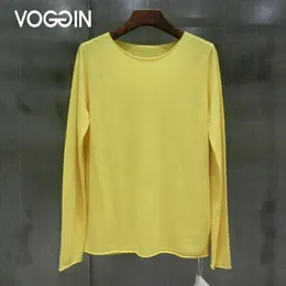 Voggin Kadınlar Merino Yün Kazakları Bayan Kazaklar O Boyun Uzun Kollu Jumper Hemming Çok Renkli Yumuşak Taban Katmanı Moda Femme 201031