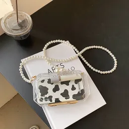 Transparent Black Box Acrylic Party Clutch for Women Crossbody Bag Pearl Shoulder Strap Elegant Designer Bag Wedding Bags 2023