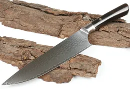 Neue Ankunft 13 Zoll Damaskus Küchenmesser VG10 Damaststahlklinge Full Tang Ebenholzgriff Feststehende Messer mit Kleinkasten