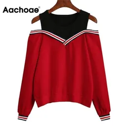 Aachoae Women Off Shoulder Leisure Pullover Hoodies Casual Autumn Long Sleeve Sweatshirt Jumper Tops Outwear Sudadera Mujer 201216