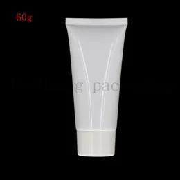 50pcs / lot 60g Tappo a vite bianco Bottiglia Crema cosmetica PE Cleanser Lotion Spremere Soft Tube forniture alberghiere Conditioner Contenitori