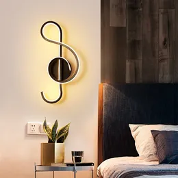 Modern LED Wall Lamp AC85V-265V lampada sovrum bredvid sconce svart vit ljus gångbelysning dekoration