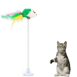 Legendog 1PC Cat Toy Funny Interactive Suction Spring Cat Toy Cat Feather Wand Teaser Pet Supplies Favor Rand Qylnfe