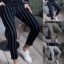 Mode 2021 sommar tunna randiga byxor män helt ny smal passform hip hop mens casual harem byxor streetwear joggers män byxor