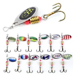 6cm 2.5g pesca metal lantejoula isca spinner colher lure girando com ganchos wobbler crankbait tack