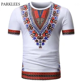 アフリカのDashiki Tシャツの男性2020夏のブランド半袖ティーシャツHommeカジュアルスリムフィットoネックDashikiプリント男性Tシャツ1