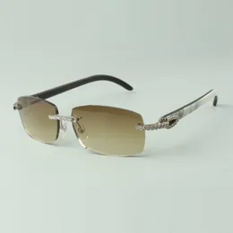 Direct sales medium diamond sunglasses 3524026 with mixed buffalo horn temples designer glasses, size: 56-18-140 mm