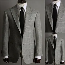 Moda Houndstooth smokingi ślubne garnitury męskie Custom Made kurtka Glen Plaid dwa guziki smokingi klapa zamknięta marynarka Business Casual Coat