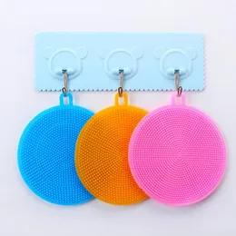 Silicone Bowl Rengöringsborste Multifunktion Färgrik Magic Rengöring Pot Brush Scouring Pad Pan Wash Borstar Köksrengöringsverktyg KKB2789