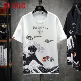 Ruihuo Japonya Tarzı Erkekler Tişört Moda Sokak Giyim 2022 Siyah Hip Hop T Shirt Erkekler Tshirt Japon Giyim Adamı M-5XL 220224