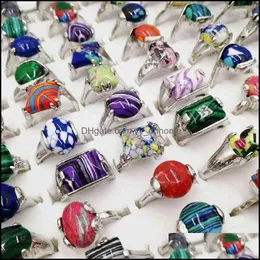 Wedding Rings Jewelry 20Pcs/Lot Stripe Stone For Women And Men Natural Gem Band Mix Vintage Party Designer Wholesale Accessories Drop Delive