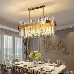 Brass Rectangular Modern Chandelier Lighting LED Crystal Lustre Boat Ceiling Lamp Luxury Indoor Light Fixture for Living Room