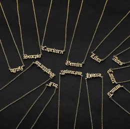 Commercio all'ingrosso Lettera personalizzata Collana zodiacale Collane costellazione Collana personalizzata in acciaio inossidabile antico inglese Regali di gioielli di compleanno 500