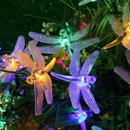 クリスマスの装飾1PC 10LEDS妖精のライトストリングドラゴンフライガーデンフェンスdiy装飾年パーティークリスマスツリーデコレーション1