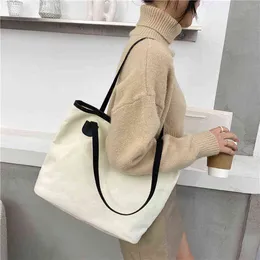 Shopping s OL Style Tote For 2020 Canvas Casual Big Shoulder PU Straps Hand Women's Bag Bolsa Feminina Shopper 220310