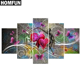 HOMFUN 5pcs Full Square/Round Drill 5D DIY Diamond Painting "colorful heart" Multi-picture Combination Embroidery 5D Decor 201202