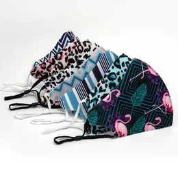 Återanvändbar mask Designer Ansiktsmask Tryckt Camo Stripe Ansiktsmaskar med Fashion Cover är dammsäker och smogsäker, blå silke leopard mascarill