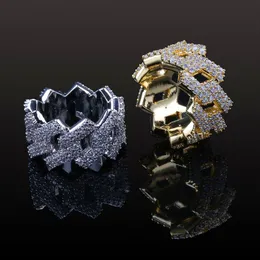 Nowa Fashion Diamond Ring Men Hip Hop Biżuteria Bling Stone Iced Out 18k Pozłacane pierścienie