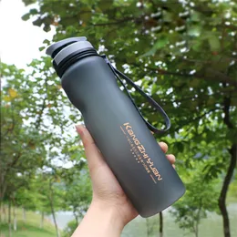 1L large capacity plastic sports bottle outdoor fitness water bottle bicycle riding water cup portable frosted space cup 201106