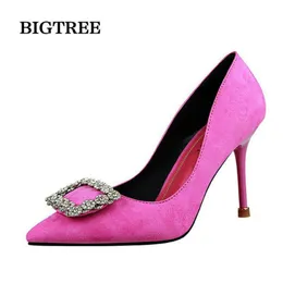 Fashion Women Wedding Shoes Rhinestone Square buckle 90mm middle Stiletto heels Low-cut Vamp Pointed Toe Jeweled Bridal Shoes1
