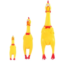 2022 new 17CM Small Size Yellow Mini Screaming Rubber Chicken Pet Dog love Toys Squeak Squeaker Chew Gift