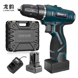 longyun 12V 16.8V 25V Adjust speed home Cordless Drill bit Electric screwdriver extra Battery Wrench with plastic box power tool Y200323