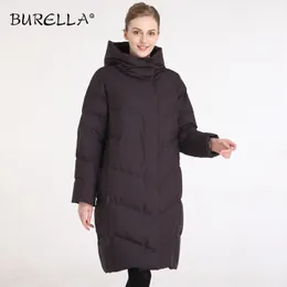 BURELLA Mulheres para baixo jaqueta Grosso Soild Gola Alta Algodão feminino jaqueta Inverno Outwear Causal com capuz Jaqueta VN-351MW T200114