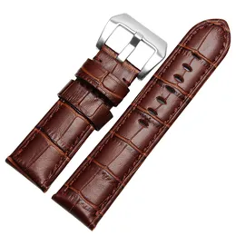 Mens Watch Band i 24mm Vintage Watchband Fit Pam Luxury Watches Montre de Relojs Designer äkta läderrem med pinspänne