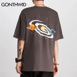 Gonthwid Universe Big Bangプリント半袖TShirtsストリートウェアヒップホップカジュアルTシャツ男性ファッション夏Hispter Tops Tees LJ200827