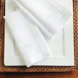 12PCS White Hemstitched Napkins Cocktail Napkin For Party Wedding Table Cloth Linen Napkins Cotton Napkins 4 Size Available Y200328