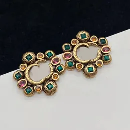 Серьги-гвоздики 2023, новые модные серьги-гвоздики с буквами Aretes Orecchini, женские цветные бриллианты, драгоценные камни, дизайнерские серьги для женщин