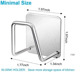 الفولاذ المقاوم للصدأ الإسفنج حامل بالوعة المطبخ استنزاف الرف الذاتي المطبخ الجرف لاصق الإسفنج تجفيف الرف المنظم CCD13533
