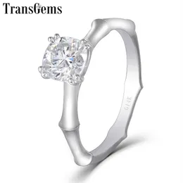 Transgems 14K biały złoto pierścień Centrum 1ct 6 mm kwadratowy Cut F Color VVS Pierścionek zaręczynowy dla kobiet prezent ślubny Y200620