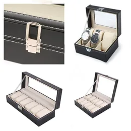 Watch Boxes & Cases 1/2/3/5/6/10/12 Grids PU Leather Box Case Holder Organizer For Quartz Watches Jewelry Display With Lock Gift