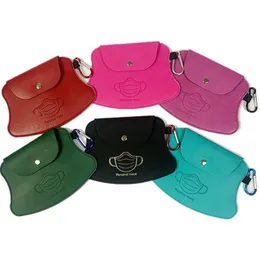 Mask Case Face Mask Holder PU Läder FaceMask Clip Bag Portable Peas Purse Bag Organizer Tillbehör 5 färger YG818