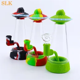 Smoke Shop 8.9 '' UFO Glass Bubbler Tubi d'acqua Shisha Narghilè per fumare tabacco Bong in vetro Dabs Rig Tubi di fumo in silicone