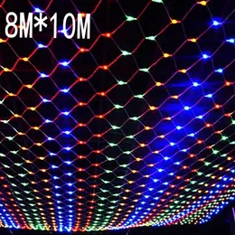 8MX10M 2600 LED 220V超明るネットメッシュストリングライトクリスマスクリスマスライトニューイヤーガーデン芝生ウェディングホリデー照明201203