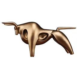 Modern Abstract Resin Gold Fortune Cow Statue Ornaments Crafts Home Decor Accessories Gifts Living Room Or Bedroom Decoration LJ200904