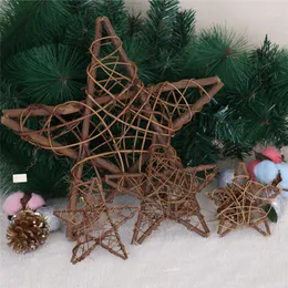 Christmas Decorations Rattan Five-pointed Star DIY Ball Ornaments Birthday Party Wooden Pendant Xmas Home Decoration1