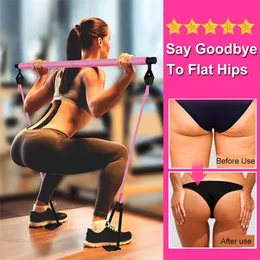 Fitness Yoga Pilates Bar Stick Crossfit Resistance Bands Trainer Pull Rods Rope Portable Home Gym Body Workout 220115