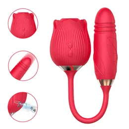 sex massager massagerNXY Vibrators for Female Masturbating 2 in 1 Rose Adult Love Egg Stem Flower Thrusting Clitoris Stimulator Toy Su