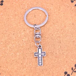 Mode nyckelring 24*13mm Cross Trust God Pendants Diy Jewel Car Key Chain Ring Holder Souvenir f￶r g￥va