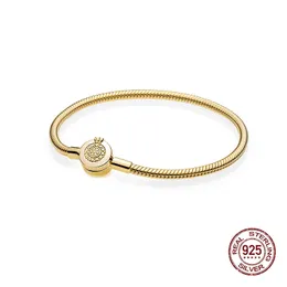 Classico lusso originale 100% argento sterling 925 braccialetto a catena serpente gioielli di alta qualità adatti perline Pandora charms corona braccialetto per le donne autentico fai da te