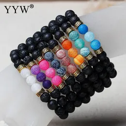 Bracelets de charme Chakra Bracelet Men Black Lava Cura Balance Mertes Reiki Buda Pedra natural para mulheres vendidas por par1