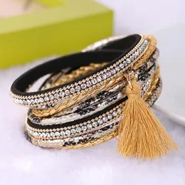 Infinity Bracelet Braided Multilayer Bracelet Brazilian Beach Magnet Buckle Tassel Leather Bracelets