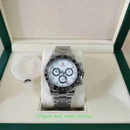 Чистая фабрика Super Quality Часы 40 мм х 12,5 мм 116500 Космограф Panda Chronograph Calf 4130 Механические автоматические Мужские Часы Мужские наручные часы