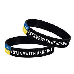 I Stoję Z Ukrainą Opaski Gumowe Bransoletka Silikon Elastyczne Bransoletki Sportowe Ukrainy Blue Yellow Flag Akcesoria Party Bransoletki Dekoracja 0311