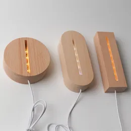 3D Wooden Lamp Base LED Table Night Light Bases For Acrylic Warm White Lamps Holder Lighting Accessories Assembled Base 2022 D2.0