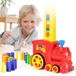 Hot Sale 60pcs Domino Blocks Train Kit Motorized Set Up the Domino with Loading Cartridge toys birthday gift for children kid LJ200930