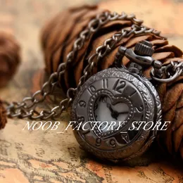 New Quartz Vintage New Lead Black Small Digital Heart Pocket Watch Necklace Jewelry Sweater Chain Fashion Watch Copper Color Steel Bezel